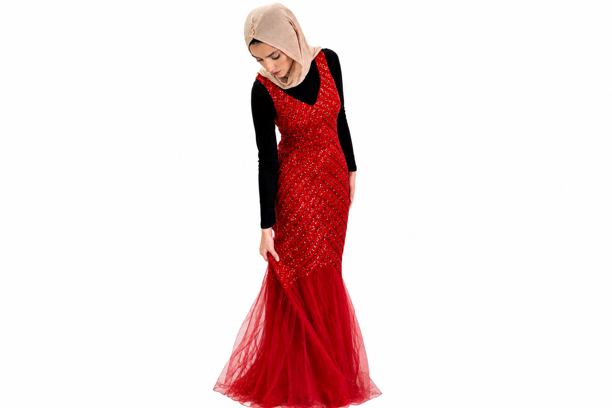 Red Sequined Gown