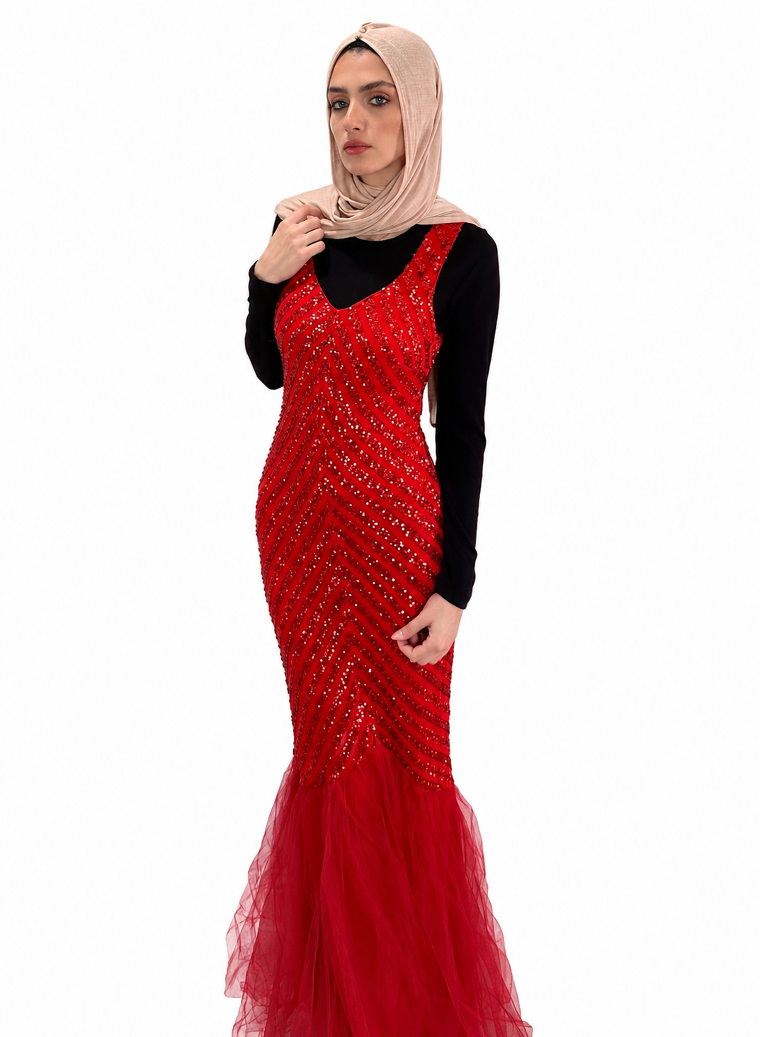 Red Sequined Gown