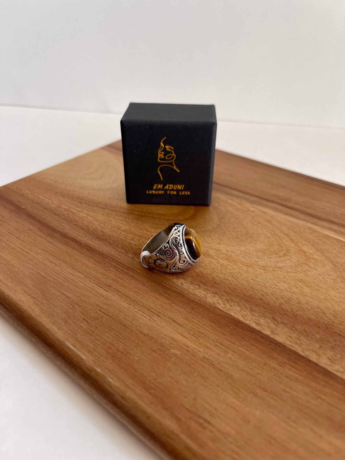 Charcoal Statement Oval Gemstone Signet Ring For Men & Woman | Natural Stone Signet Ring