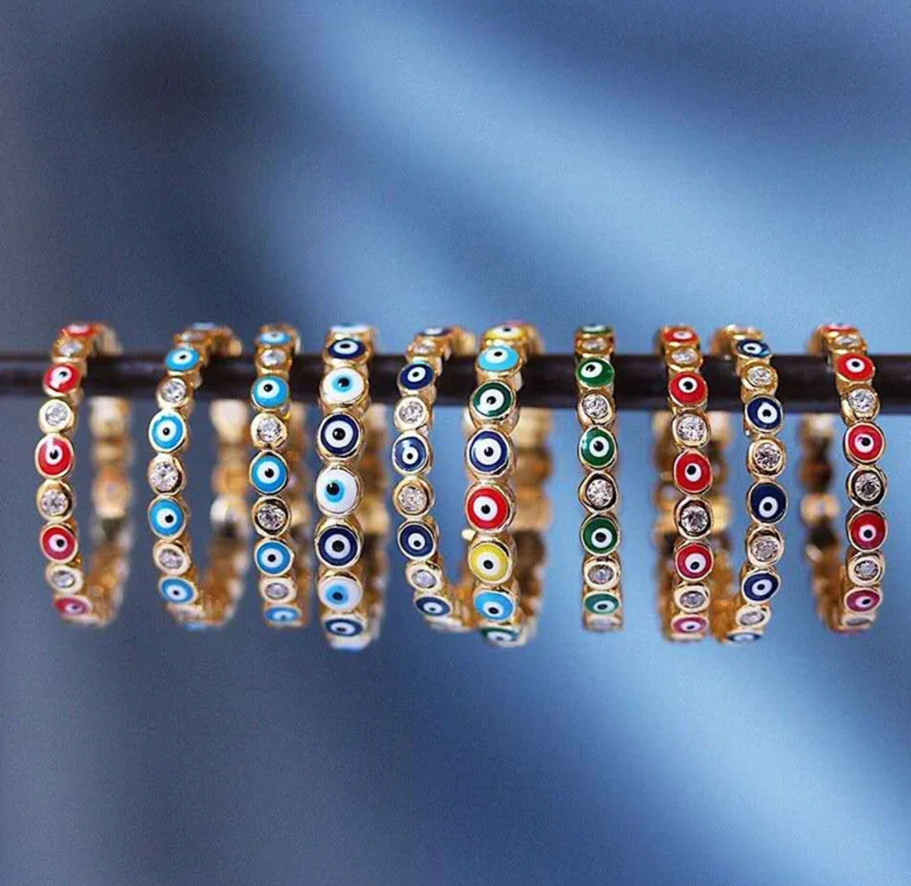 Blue Sparkle Emblemed Ring