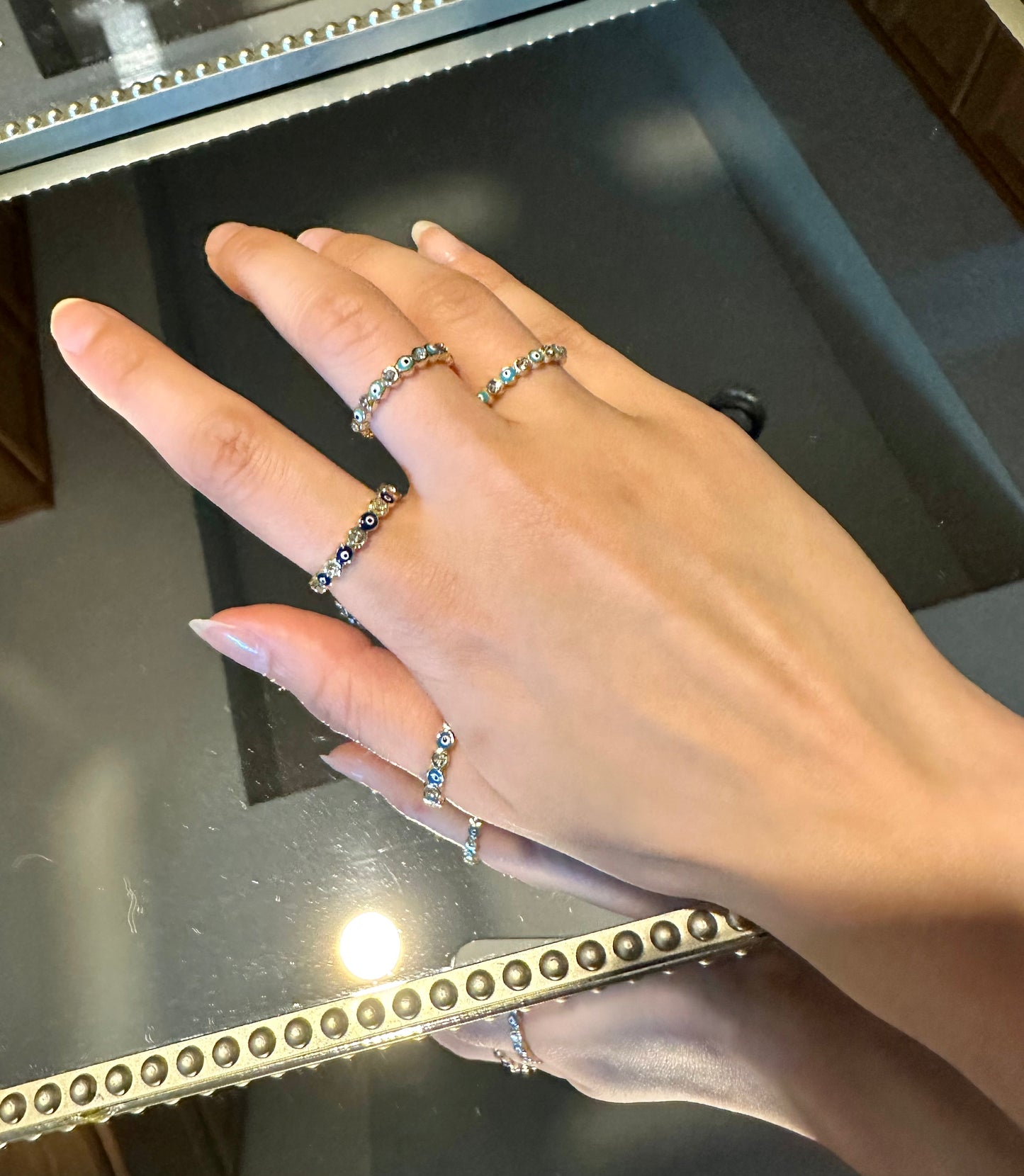 Blue Sparkle Emblemed Ring