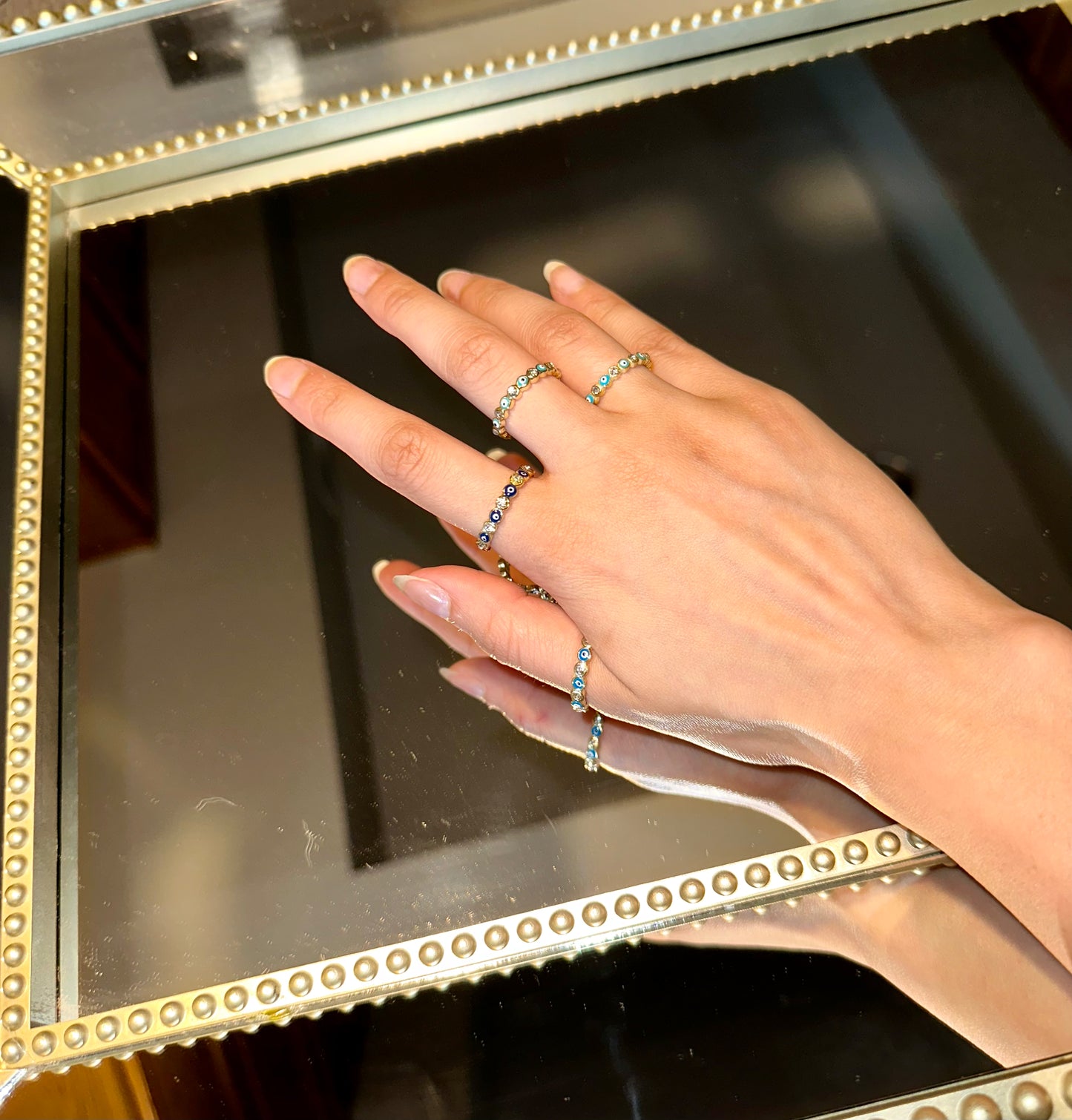 Blue Sparkle Emblemed Ring