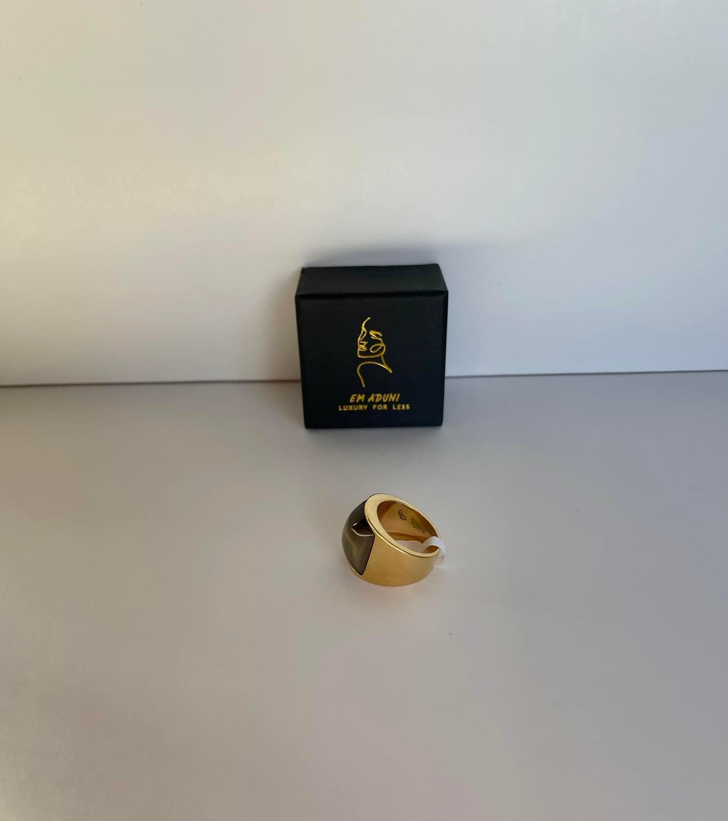 Gold Plated Stainless Steel Moonstone Opal Men/Women Vintage Ring