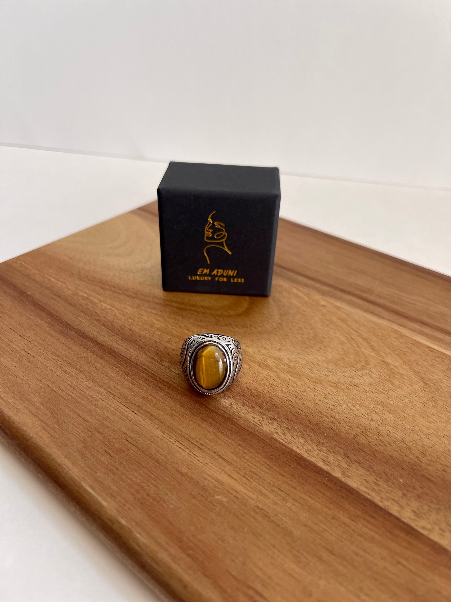 Charcoal Statement Oval Gemstone Signet Ring For Men & Woman | Natural Stone Signet Ring