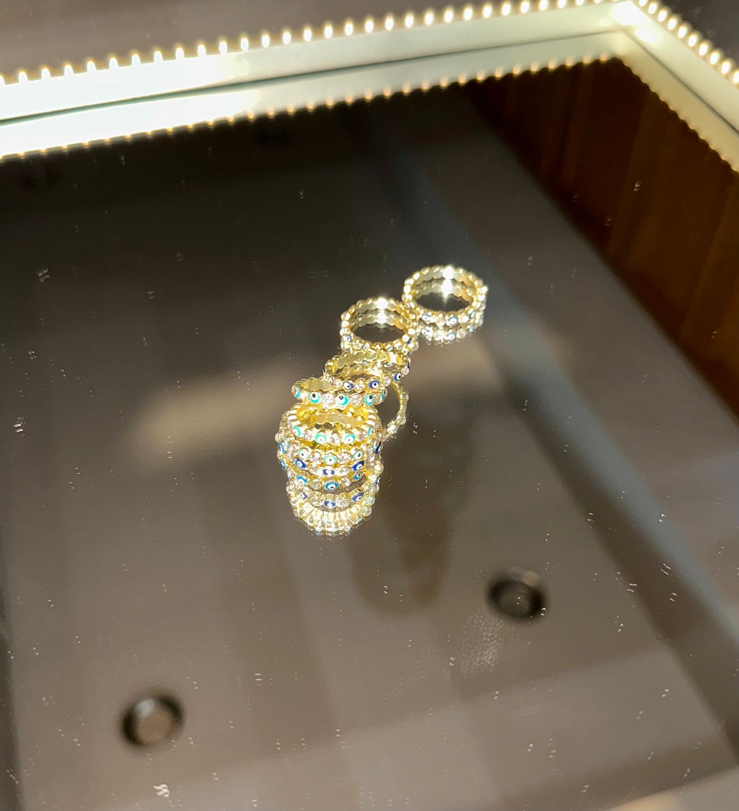 Blue Sparkle Emblemed Ring