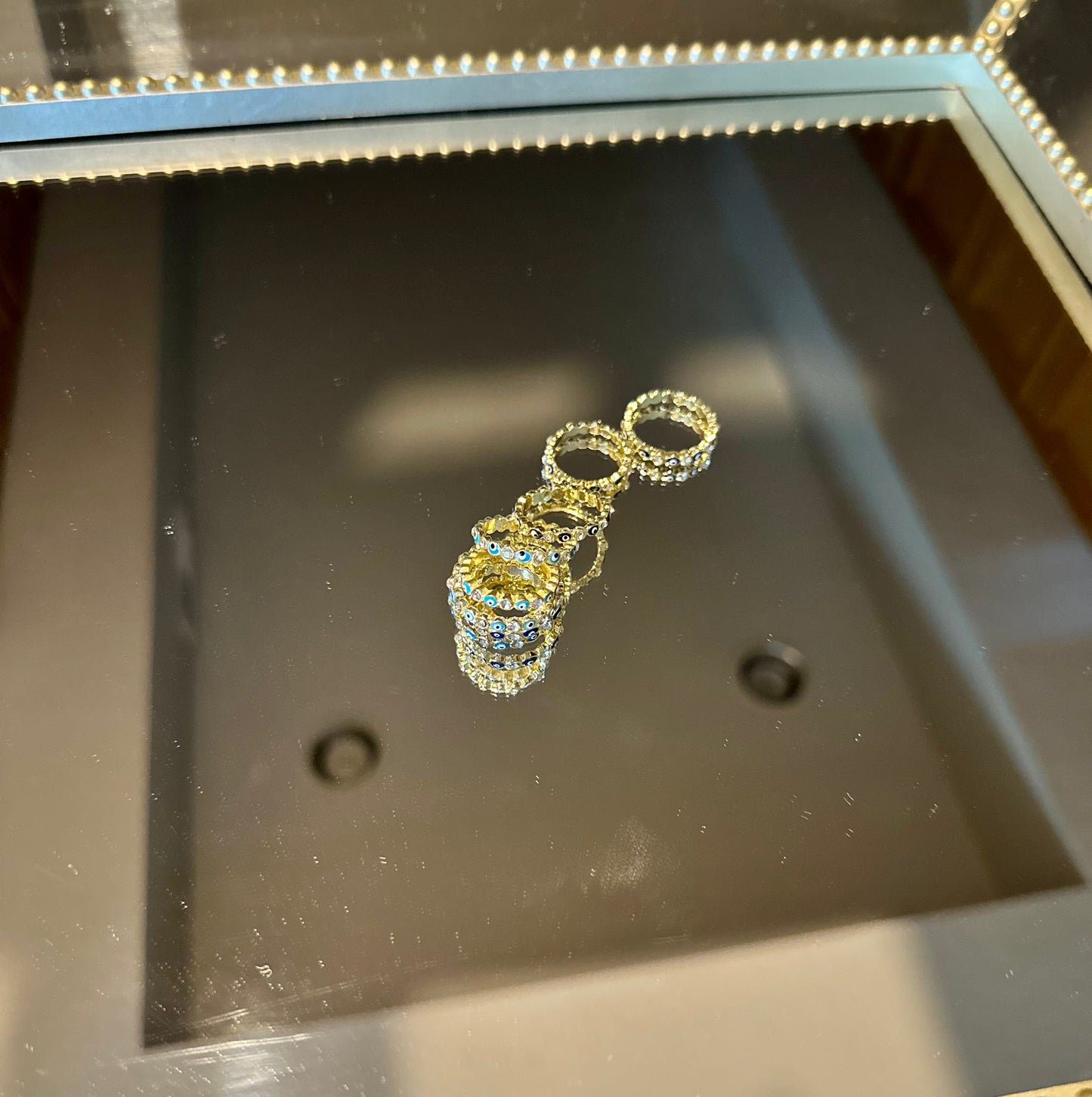 Blue Sparkle Emblemed Ring