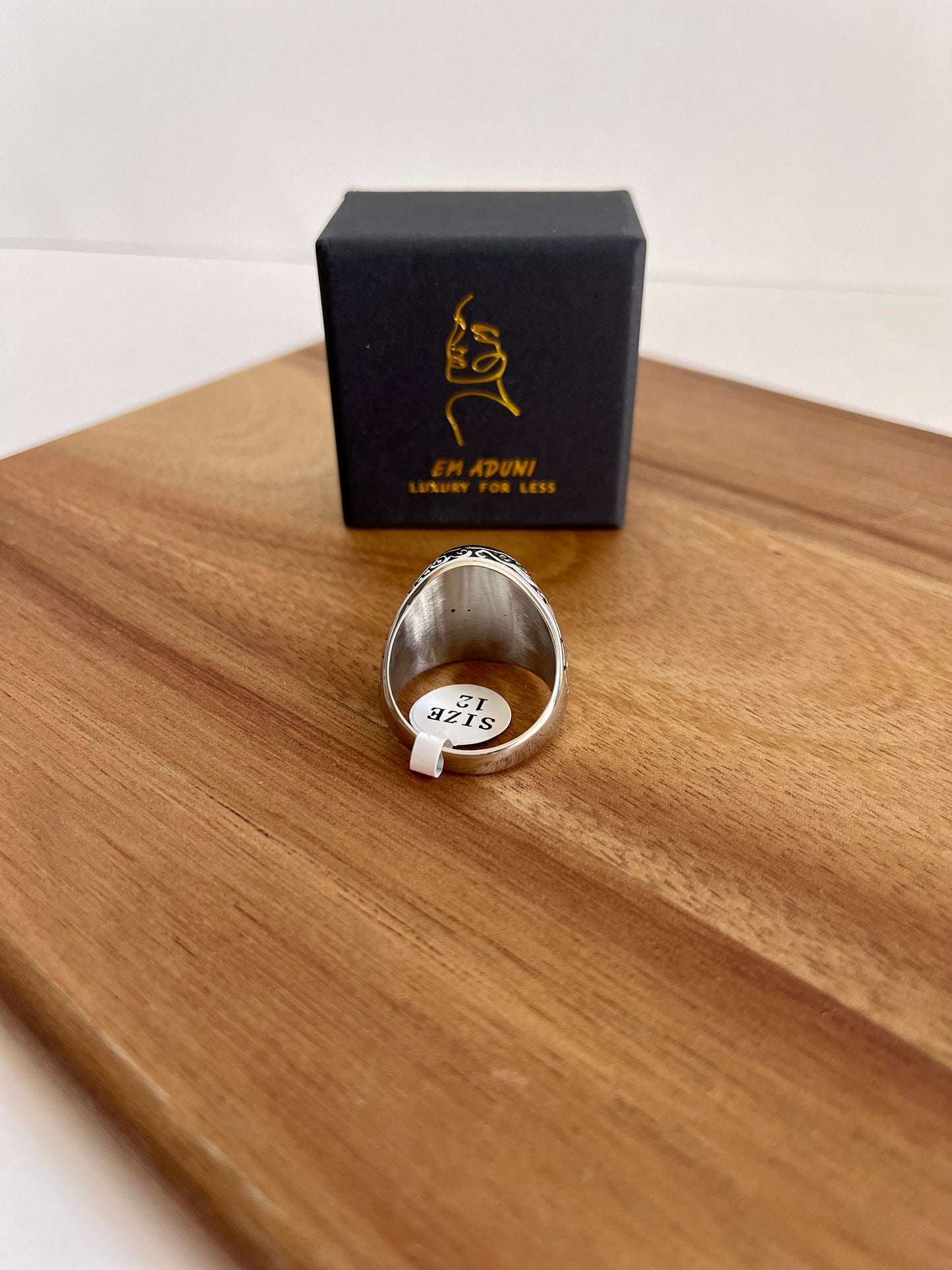 Charcoal Statement Oval Gemstone Signet Ring For Men & Woman | Natural Stone Signet Ring