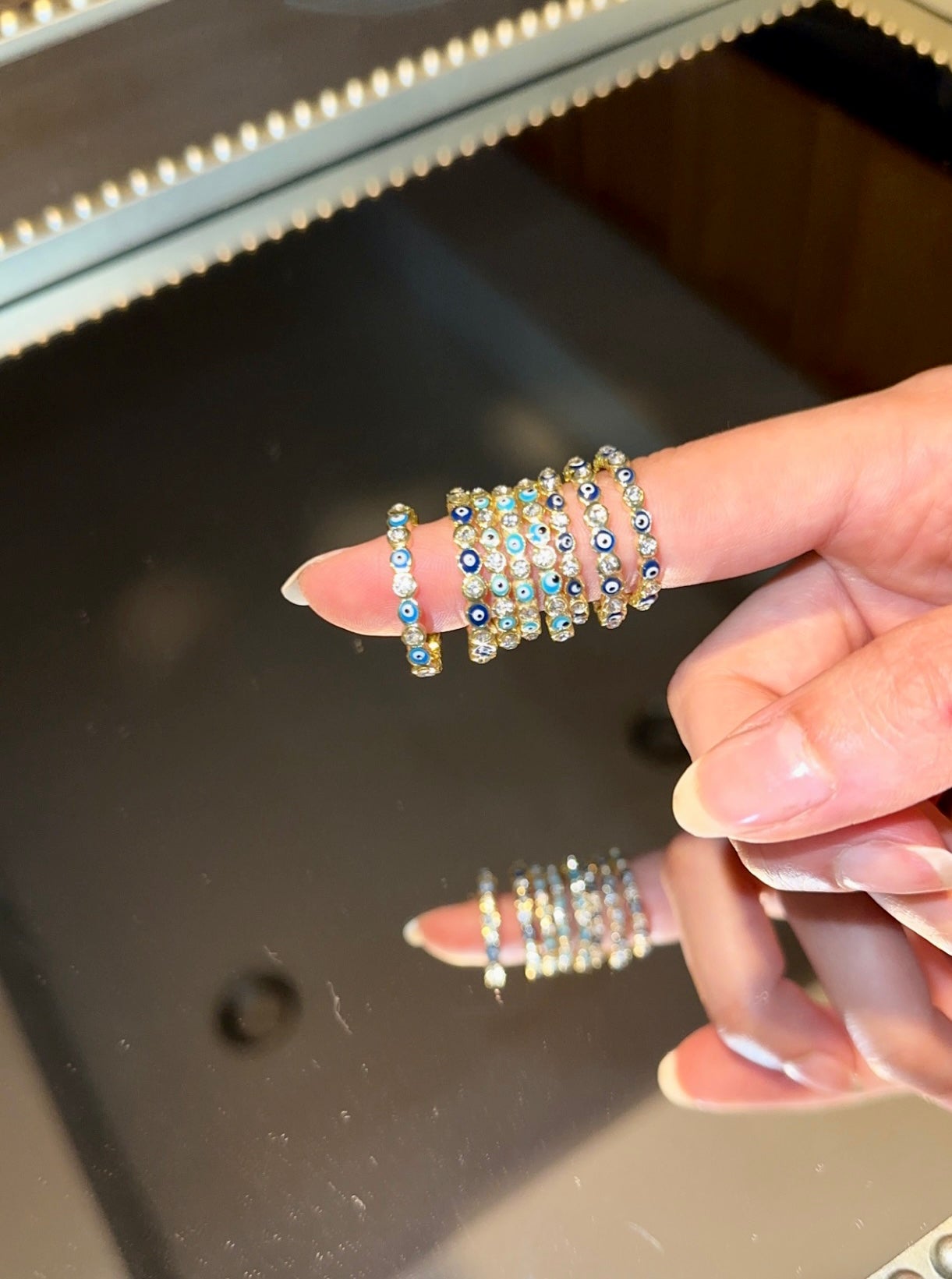 Blue Sparkle Emblemed Ring