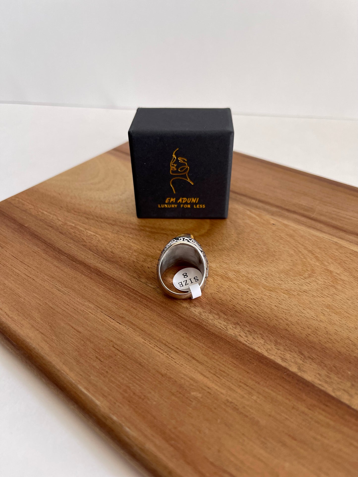 Charcoal Statement Oval Gemstone Signet Ring For Men & Woman | Natural Stone Signet Ring