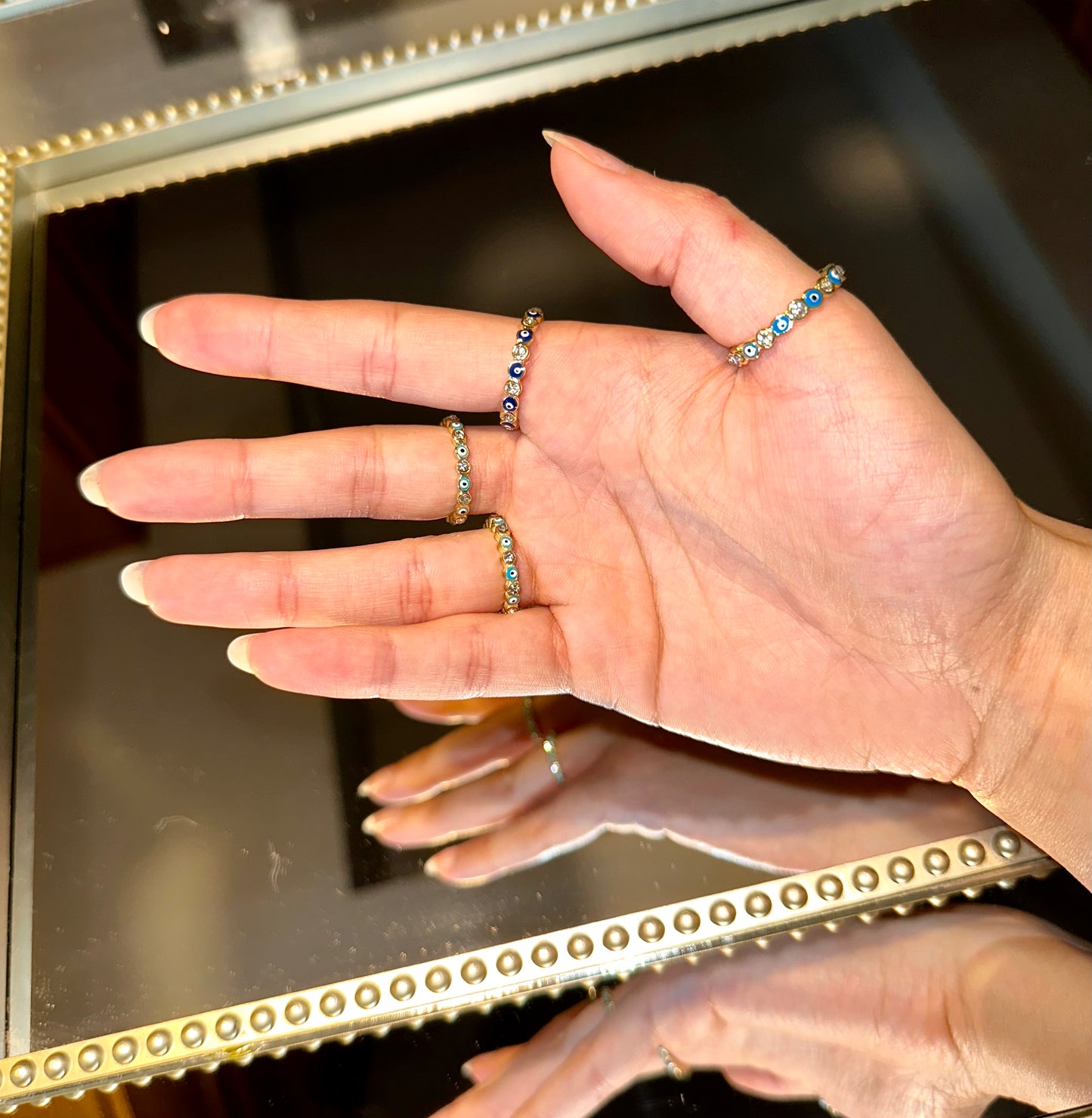 Blue Sparkle Emblemed Ring