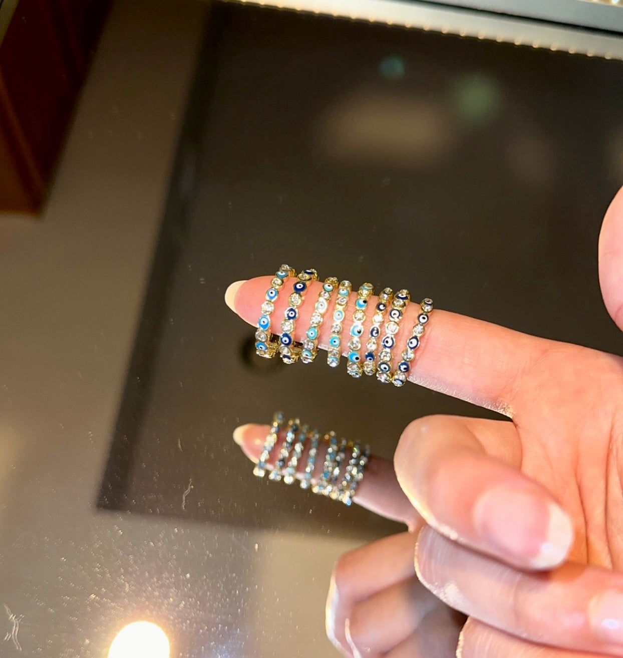 Blue Sparkle Emblemed Ring