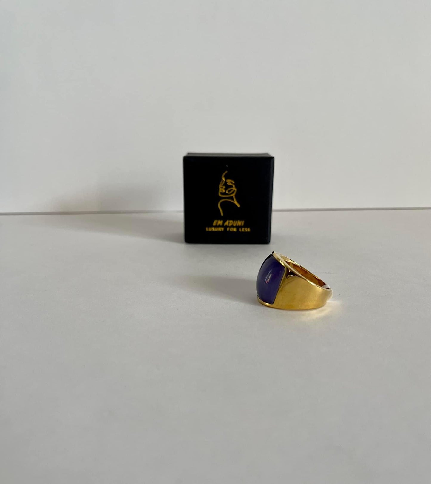 Gold Plated Stainless Steel Moonstone Opal Men/Women Vintage Ring