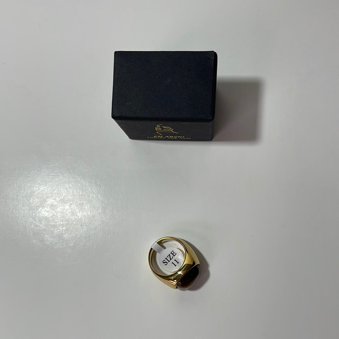 Silver/Gold Color Dark Stone Ring