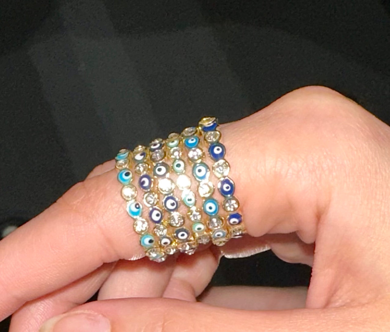 Blue Sparkle Emblemed Ring