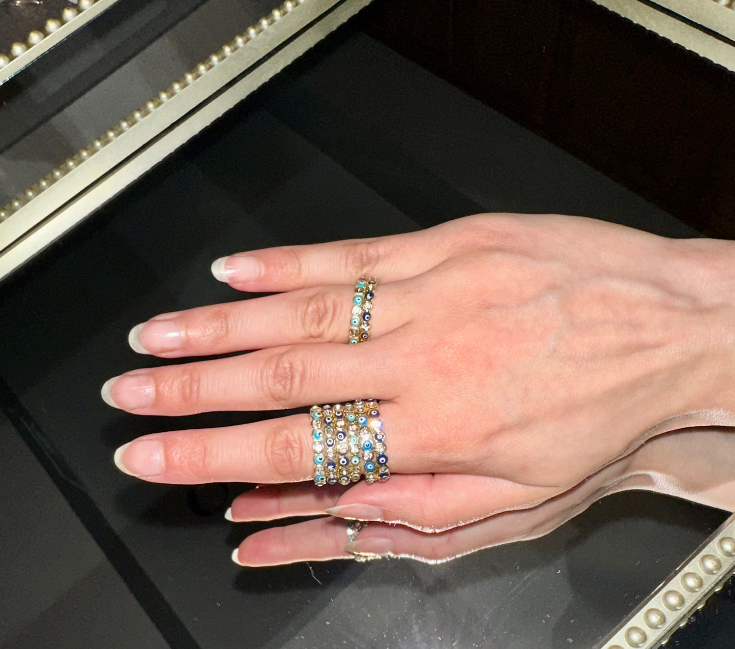 Blue Sparkle Emblemed Ring